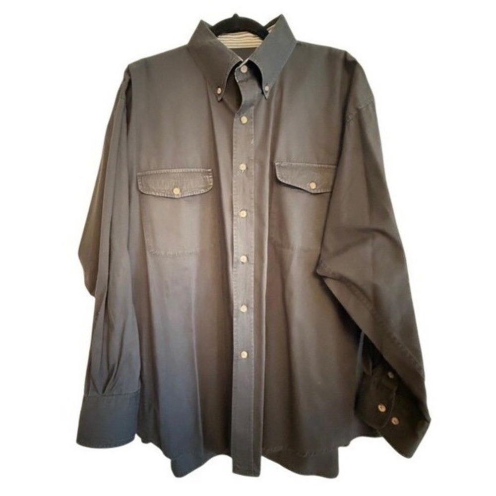 Walls Ranch Wear Shirt Men XL Grey Long Sleeve Cotton Workwear Button Down